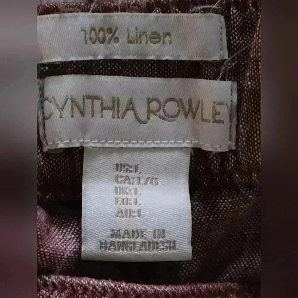 Cynthia Rowley 100% Linen wide legged pants | Heather burgundy | Size Large - Picture 4 of 5